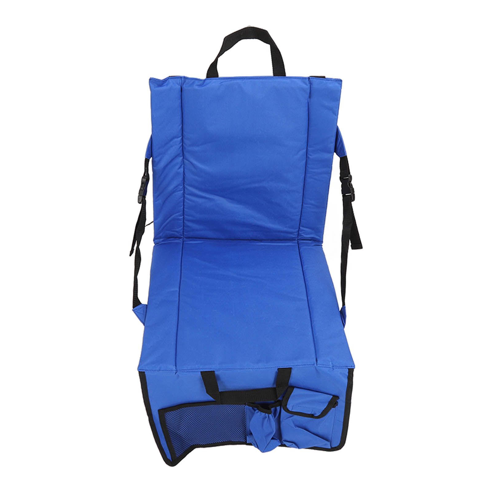 Folding Stadium Chair Adjustable Angle 600D Oxford Cloth Portable Bleacher Cushions with Pocket for Sandbeach Picnic BBQ Blue — image 4