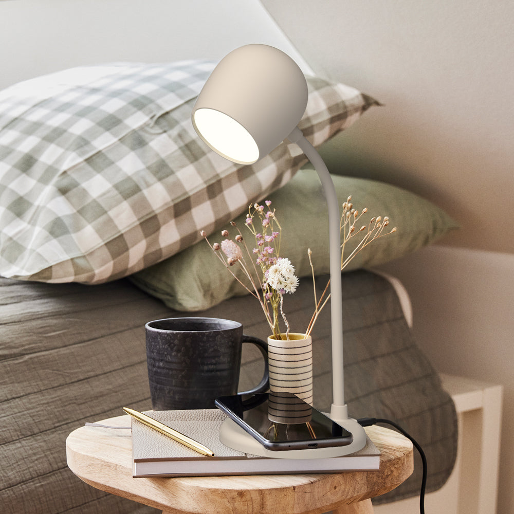Kreafunk Ellie Lamp W/ Qi Charger And Bluetooth Speaker - Ivory Sand โ image 3