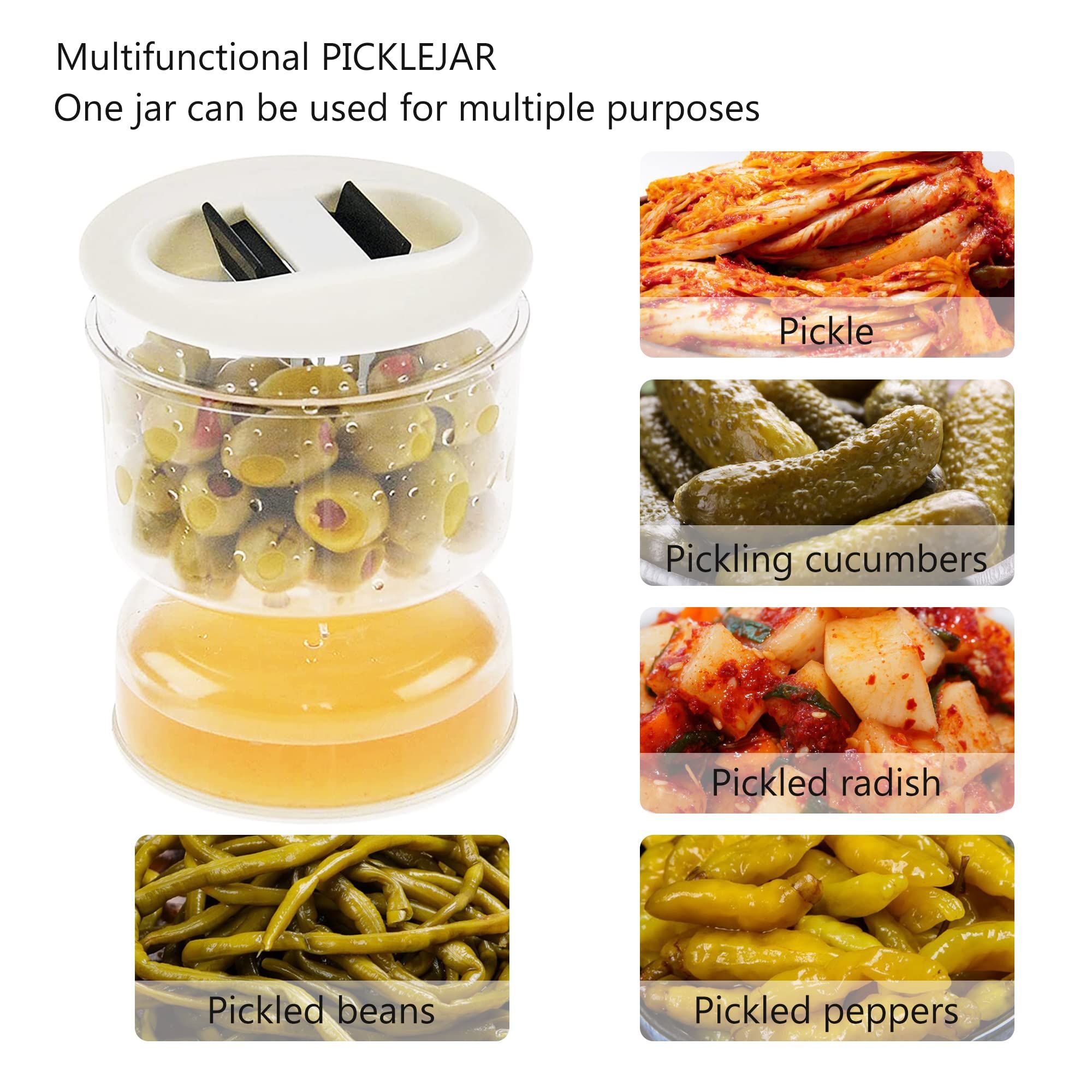 Pickle and Olive Hourglass jar, Pickle Flip Jar Separated from Wet and Dry, Pickle Jar with Strainer Flip for Airtight Food Storage — image 3