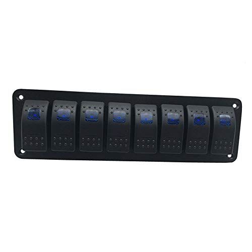 Rocker Switch Panel 8 Gang Aluminum Waterproof Toggle Switch Panel, On-Off Car Boat Switch, Pre-Wired Switch Panel — image 2