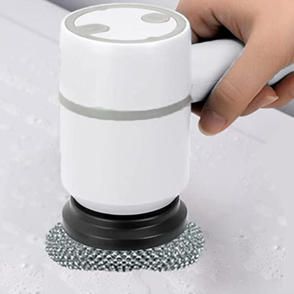 Set of 6 in 1 Handheld Electric Cleaning Brush USB Rechargeable Electric Dishwashing Brush Kitchen Cleaning Tool White — image 4