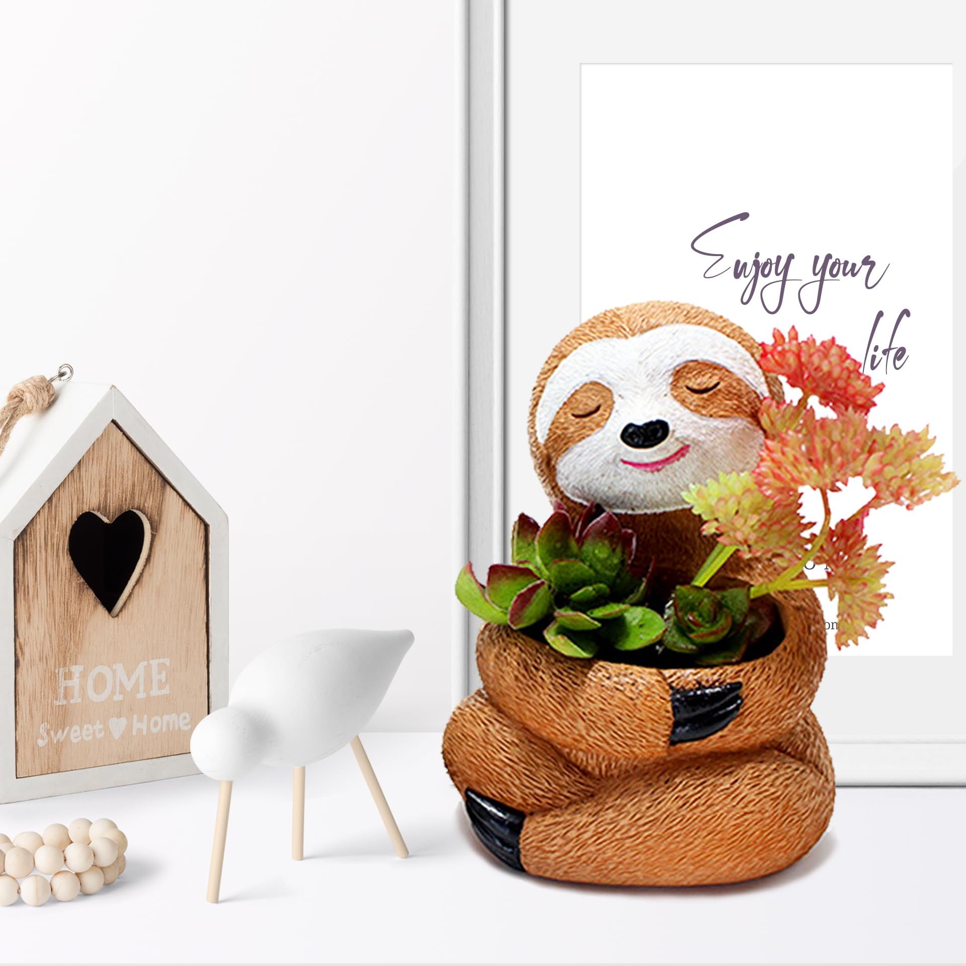 Small Succulent Plant Pot with Drainage Hole Cute Resin Flower Pot Ornaments Home Desktop Greenery Decor (Hugging) โ image 2