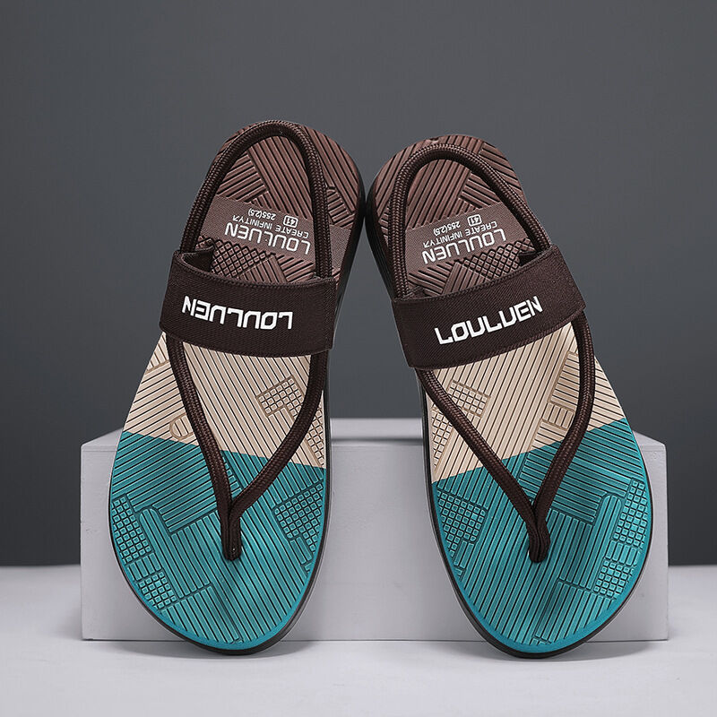 Men's Outdoor Non-Slip Sandals, EVA Lightweight Thick-Sole Beach Slippers for Casual &ports(brown-44)