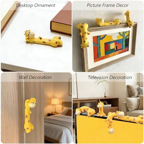 Mini Resin Desk Giraffe Decor, 4 Pcs, Cute Giraffe Figurines Set | Funny Decorations Accessories for Office Desk, Car Dashboard, Monitor. Double-sided Tape โ image 6