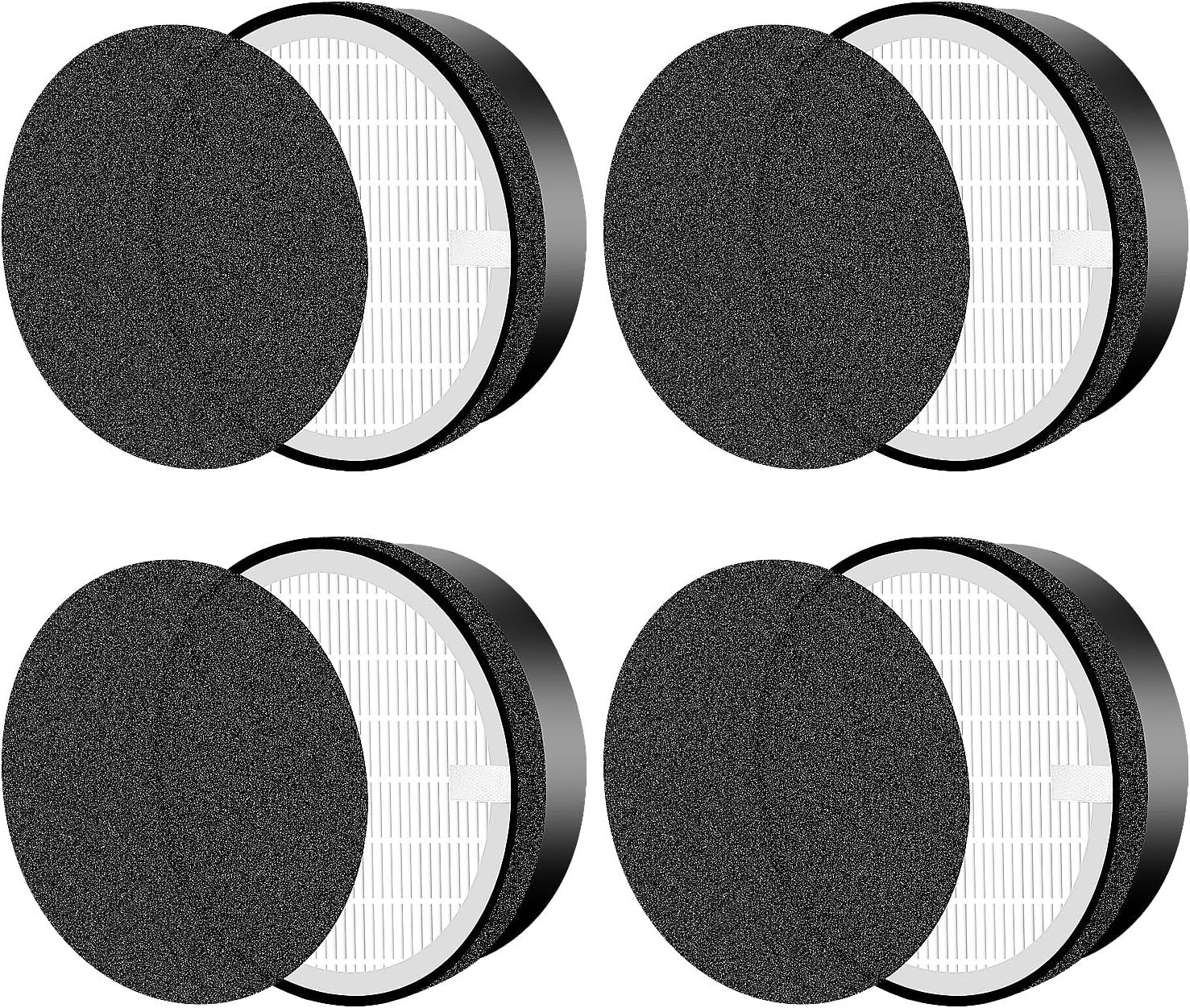 for LEVOIT LV-H132 Replacement Filters, Compatible with LV-H132 3-in-1 Nylon Pre-Filter, High-Efficiency Activated Carbon True Filters, Part LV-H132-RF, 4 Pack