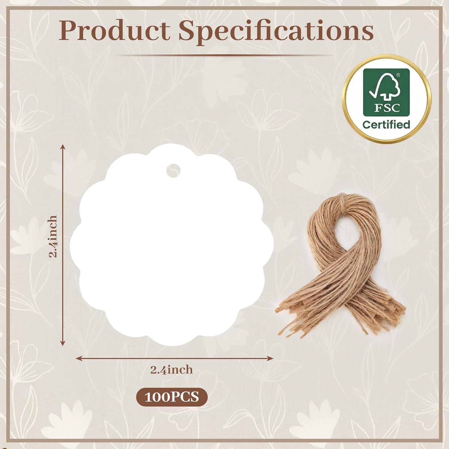 100PCS Gift Tags with String Attached, 2.4X2.4inch Round Circle White Gift Tags for Clothing DIY Crafts Wedding Holiday โ image 3