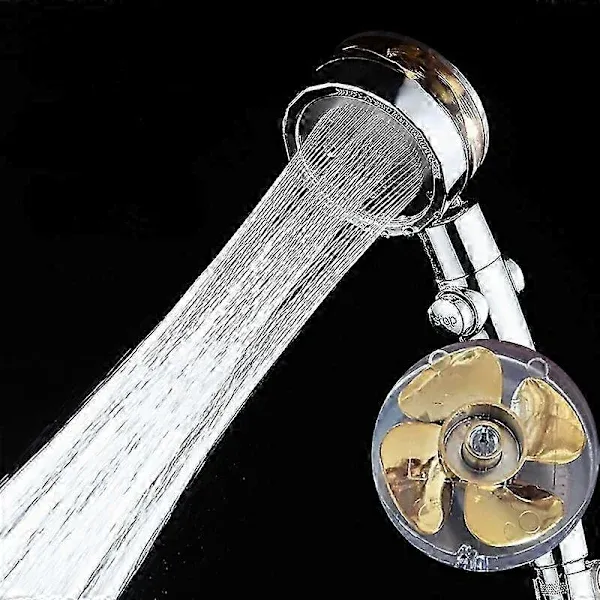 Shower Head Water Saving High Pressure Turbo Propeller Flow Shower Nozzle with Fan Built-in Filter Rain Shower Bathroom Accessories, Blue Finish — image 2