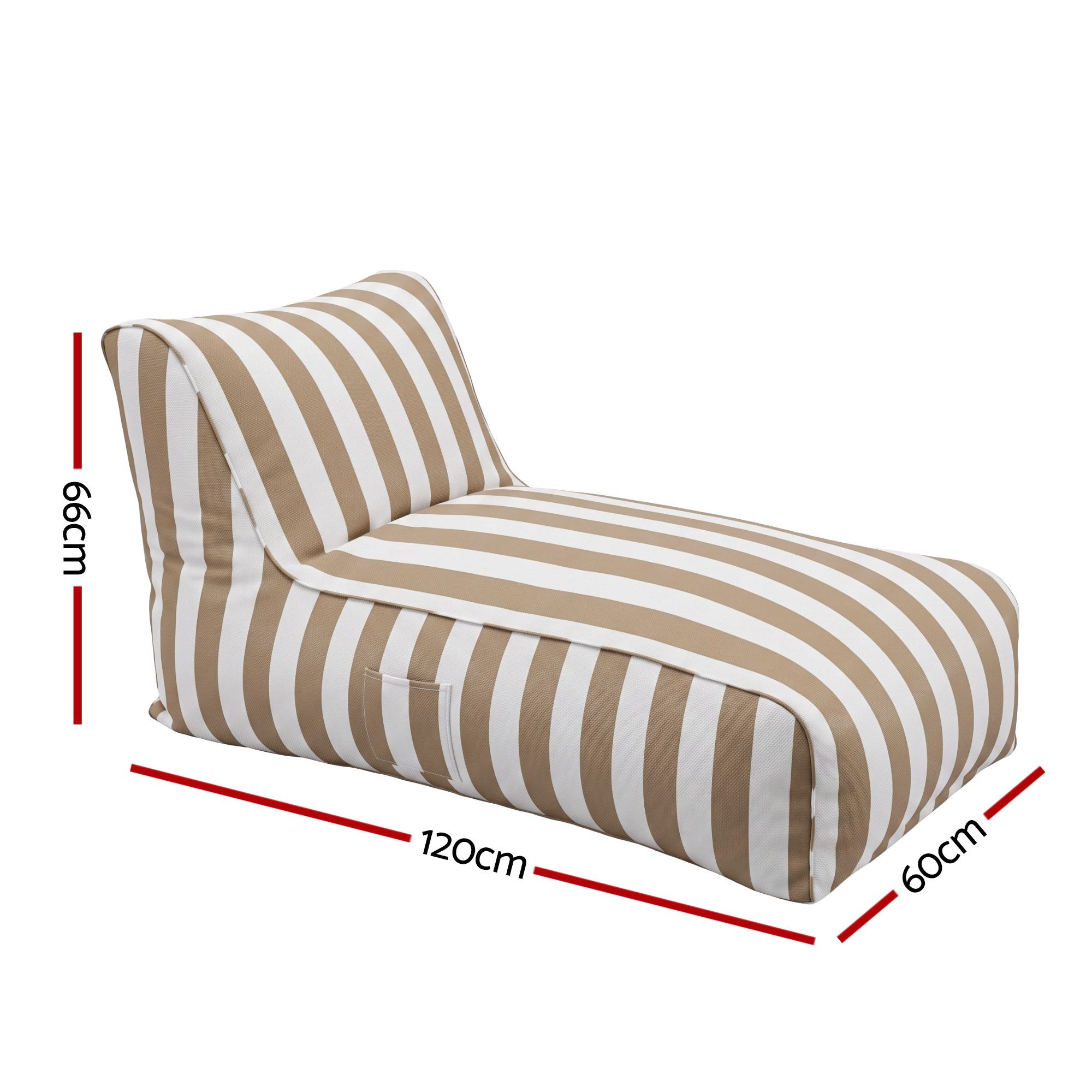 Artiss Outdoor Bean Bag Chair Cover (No Filler) Splash-Proof Beanbag Lounge Sofacover Stuffed Animal Storage Bean Bag Cover for Patio Poolside Relaxing, Taupe — image 2