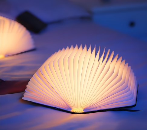 Christmas giftsRechargeable LED Book Night Light: Creative Folding Wooden Lamp with Magnetic Design for Bedrooms & GiftingWalnut Red,(L) — image 5