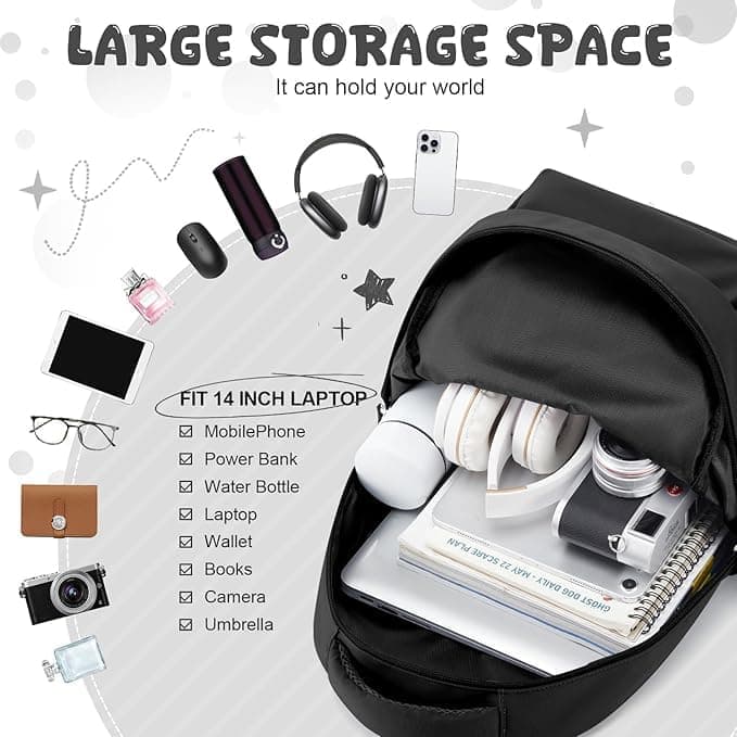 14-inch Laptop Backpack Waterproof Lightweight Daypack for School University, Purple, Compatible with Girls Boys — image 5