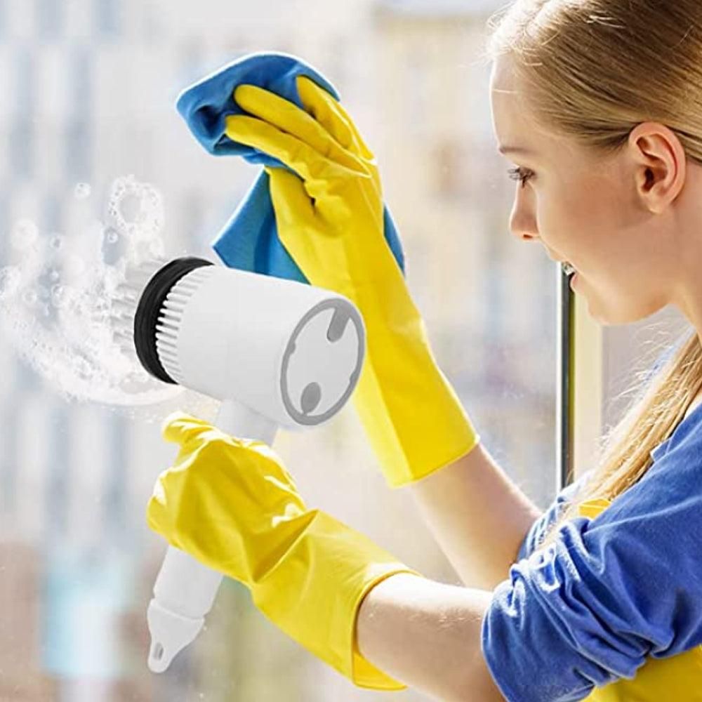 Set of 6 in 1 Handheld Electric Cleaning Brush USB Rechargeable Electric Dishwashing Brush Kitchen Cleaning Tool White — image 3