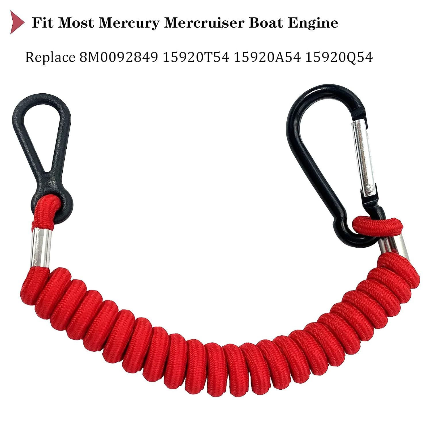Boat Engine Emergency Stop Switch Lanyard, Replacement Safety Tether for Mercury MerCruiser Outboards, 8M0092849, 15920T54, Red, 100 cm — image 5