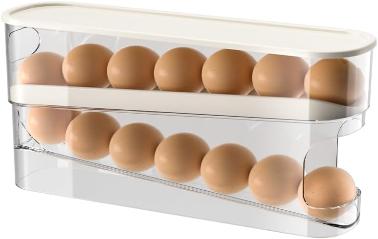 Egg Storage for Fridge, Space-Saving Rolling Eggs Dispenser for Refrigerator Storage, Made of Sturdy, Clear PTE Material, Holds 12 Large Eggs — image 2