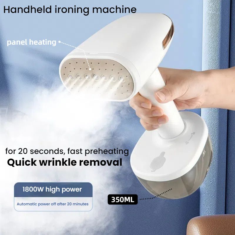 Powerful Handheld Fabric Steamer - 1800W with Fast Ceramic Heat-Up Plate, 2-in-1 Ironing & Wrinkle Remover, Steam Nozzle, Lint Brush - White, for US plug Only โ image 2