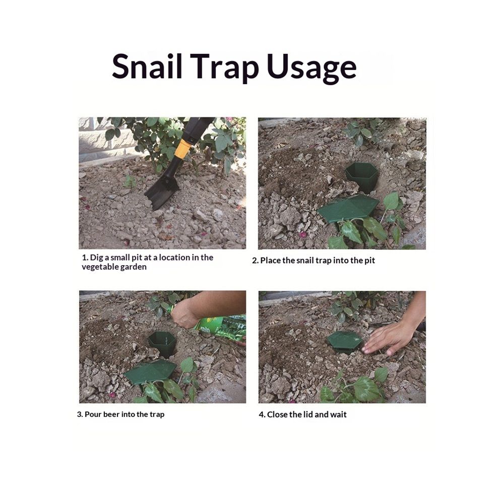 6 Pcs Plastic Box 3.9" x 4.7",Reusable Beer Bait Snail Catchers with Pentagonal Lid, Plastic Slug Houses for Outdoor Garden, Vegetable Beds, Farm(Green) — image 4
