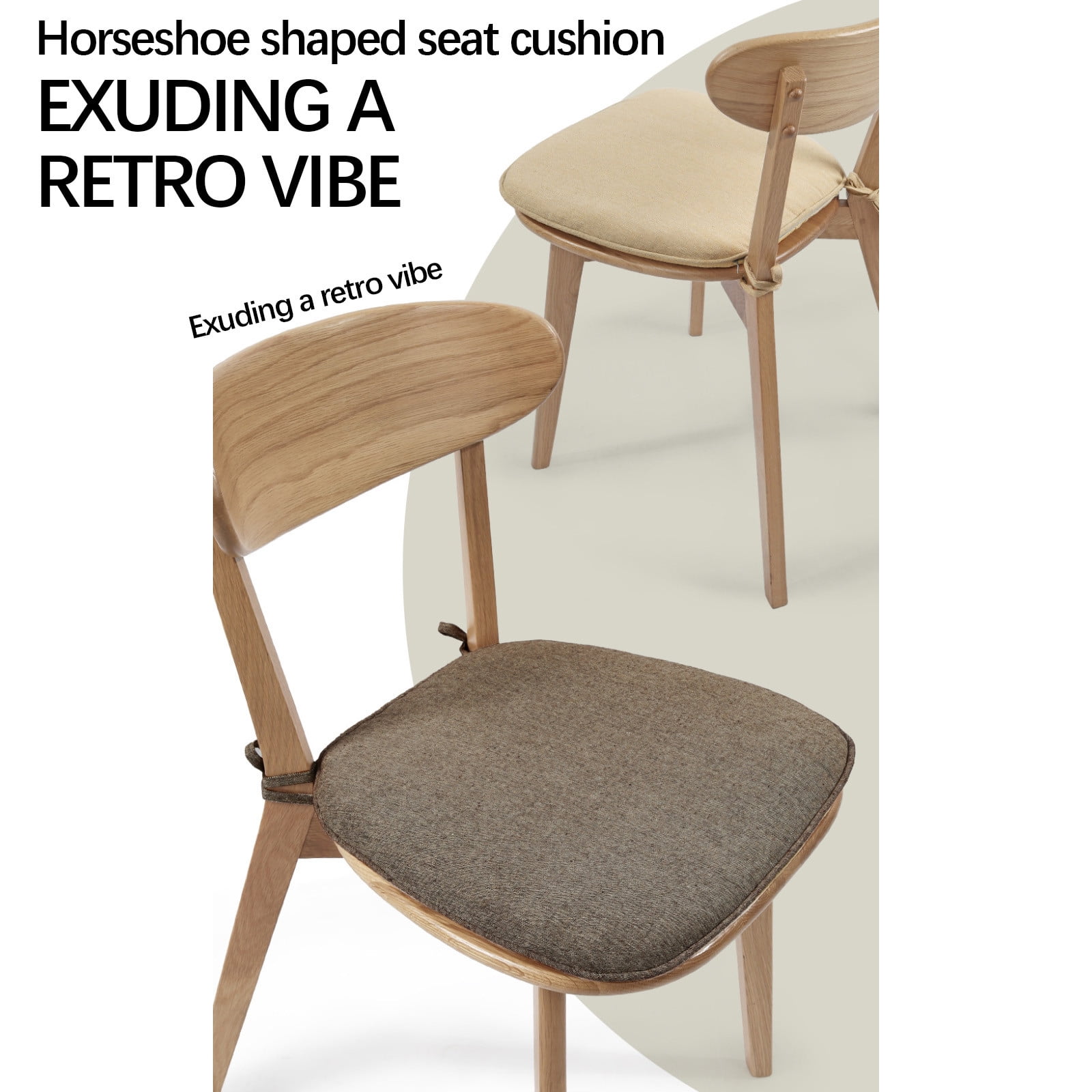 Chair Cushion with Ties for Dining Chairs, 16 × 17" Memories Foam Non-slip Chair Pad with Machines Washable Cover and Zipper, Detachable Cushion for Kithchen — image 3