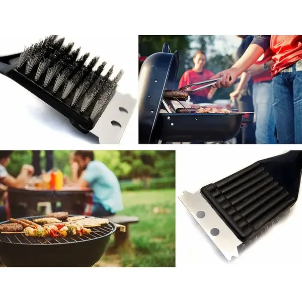 Stainless Steel Grill Brush With Scraper Cleaning Tool For Charcoal Grills Electric Grills And Smokers Black — image 4
