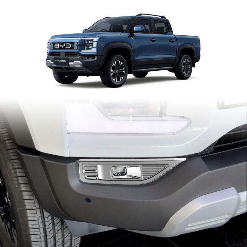 BYD Shark 6 Side Fender Parking Light Decorative Covers | 3 Surface Finishes Available: Black, Chrome, Carbon Fiber Truck Exterior Decorative Covers (Chrome) — image 2