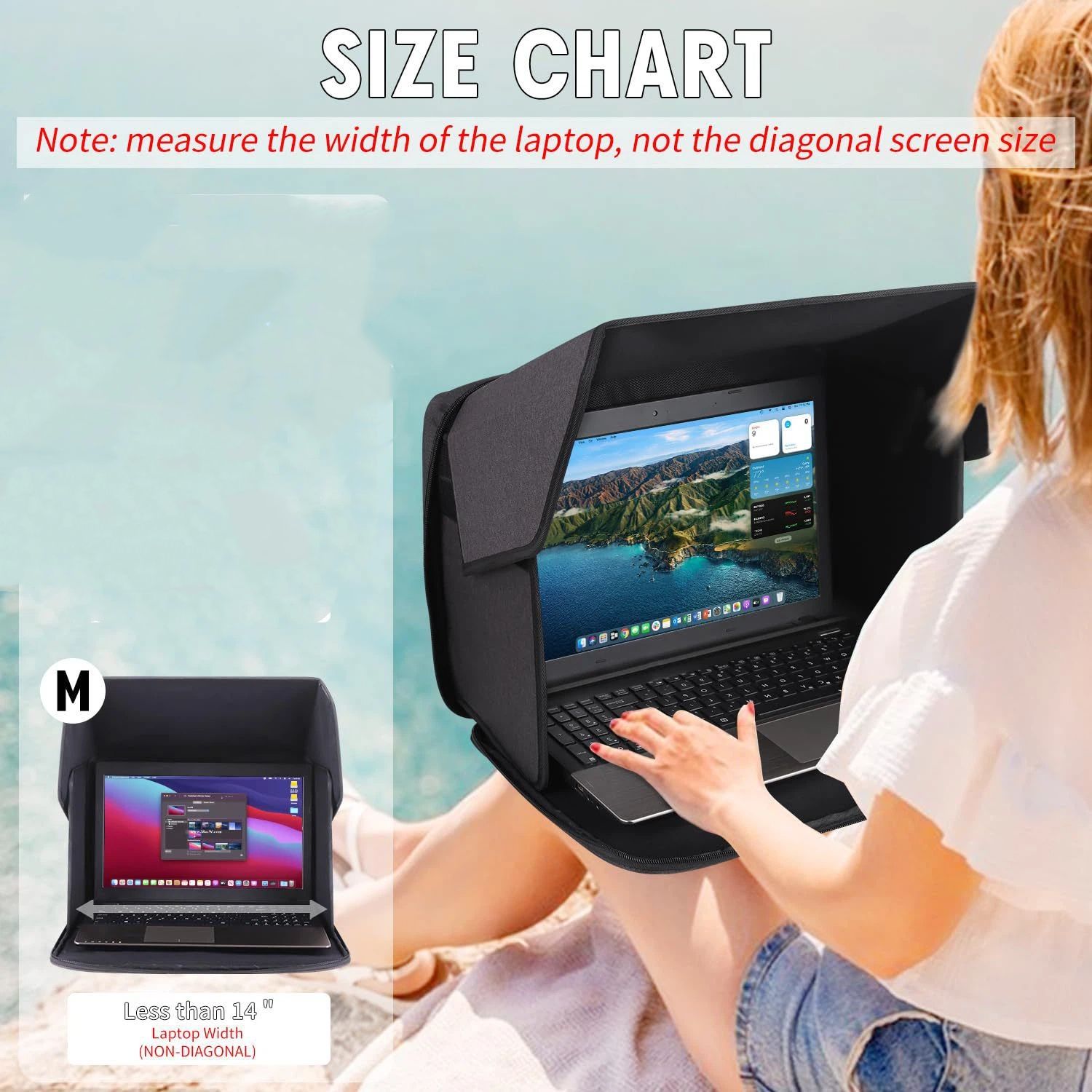Laptop Sun Shade,Lightweight Laptop Sun Glare Shield Privacy Cover for Working Outside,Computer Privacy Hood Foldable and Portable Shield Cover Computer Hood โ image 2