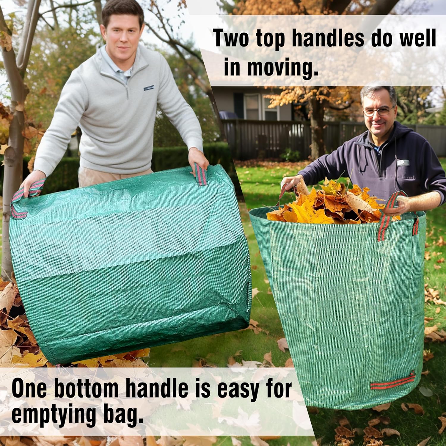 2-Pack 132 Gallon Yard Waste Bags, Reusable Heavy Duty Collapsible Garden Leaf Bags with Plastic Ring, Stand-Up Yard Waste Bin for Leaves, Lawn Debris & Grass — image 4