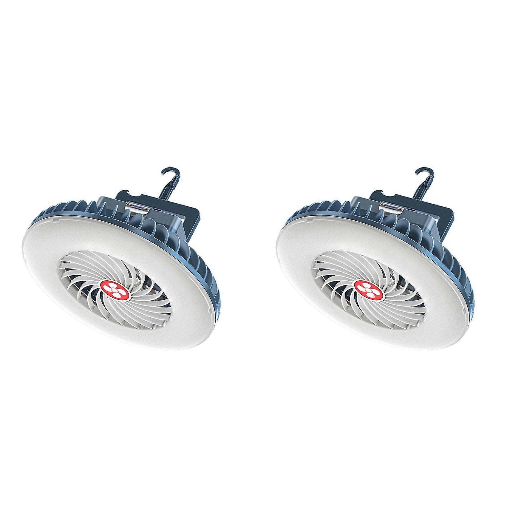 2X Portable Camping Fan with LED USB Rechargeable Battery Operated Fan for Tent Car Emergency