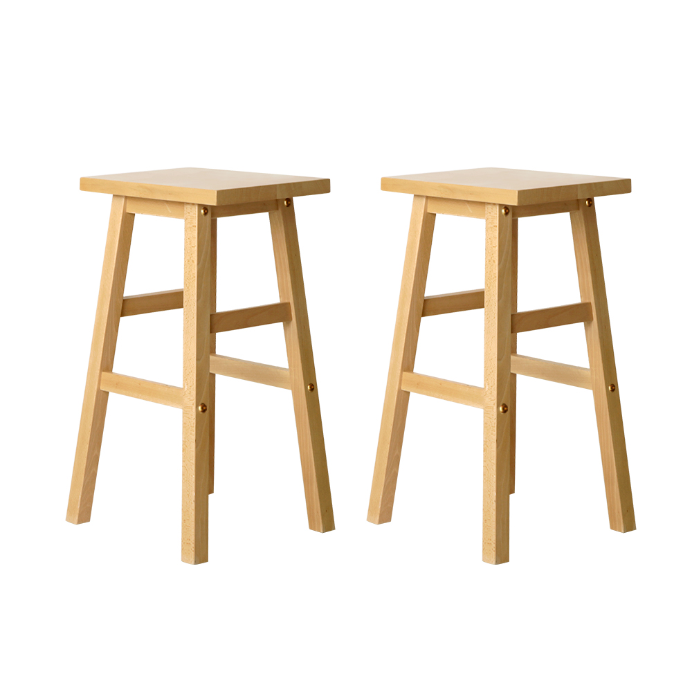 Artiss Bar Stools Kitchen Counter Stools Wooden Chairs Natural x2 โ image 3