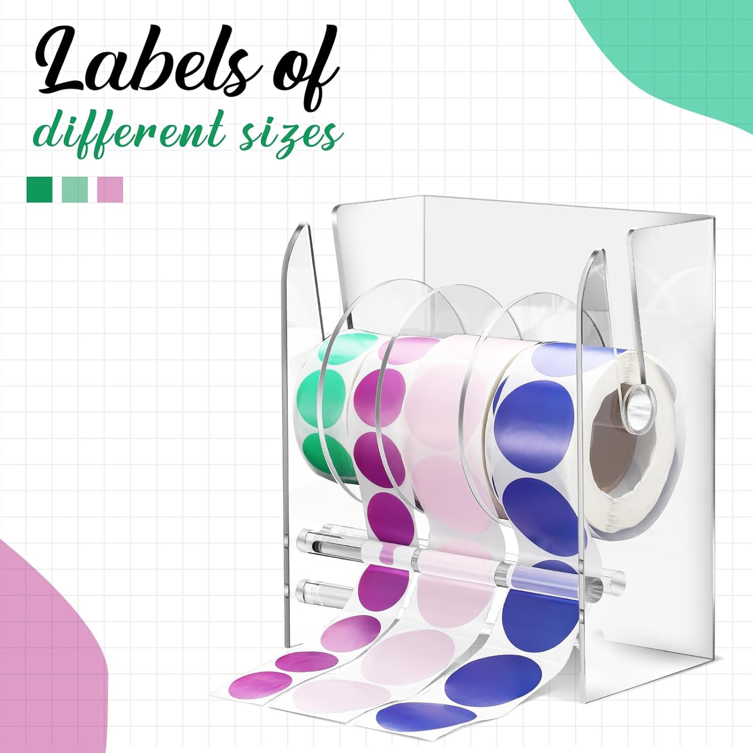Adjustable Label Dispenser with 4 Rolls Transparent Design — image 5