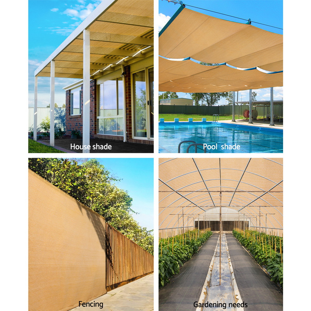 Instahut 50% Shade Cloth 3.66x20m Shadecloth Sail Heavy Duty Beige — image 4