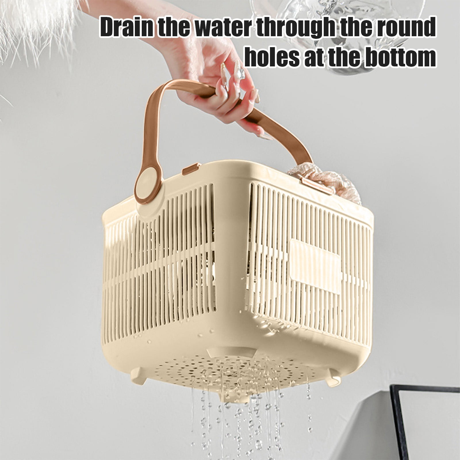Shower Caddy with Dry Wet Separation - Portable PP Plastic Bath Tote for College Dorms, Large Bathroom Organizer Basket with Drain Holes & Rust-Free Hooks โ image 6