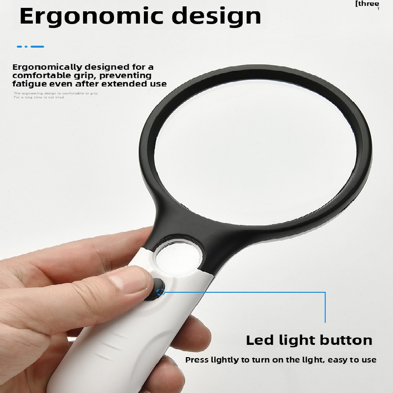 2 Pack Black and white Handheld LED Magnifying Glass 10x Zoom 70mm Lens Illuminated Reading Magnifier with Light for Seniors Low Vision Books Maps and Kids — image 3