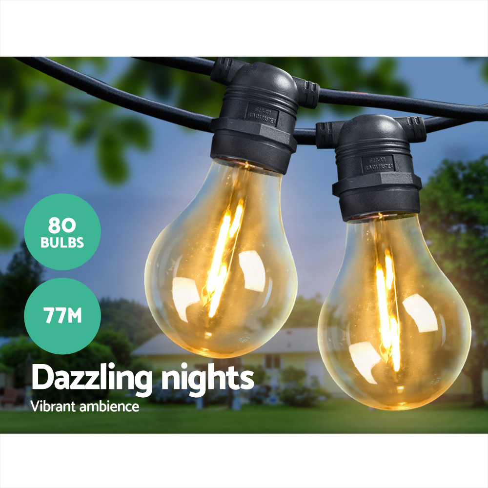77m LED Festoon String Lights Outdoor Christmas Decorations Wedding Garden Party โ image 3