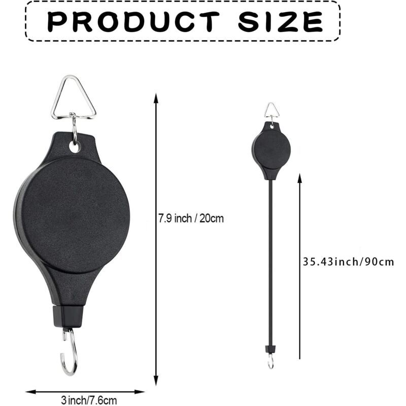 Hanging Basket Pulley, Plant Hook Pulley, Easy to Reach, Retractable Hanging Flower Hanging Basket for Garden Hanging Baskets, Pots, Bird Feeder, 2ft — image 2