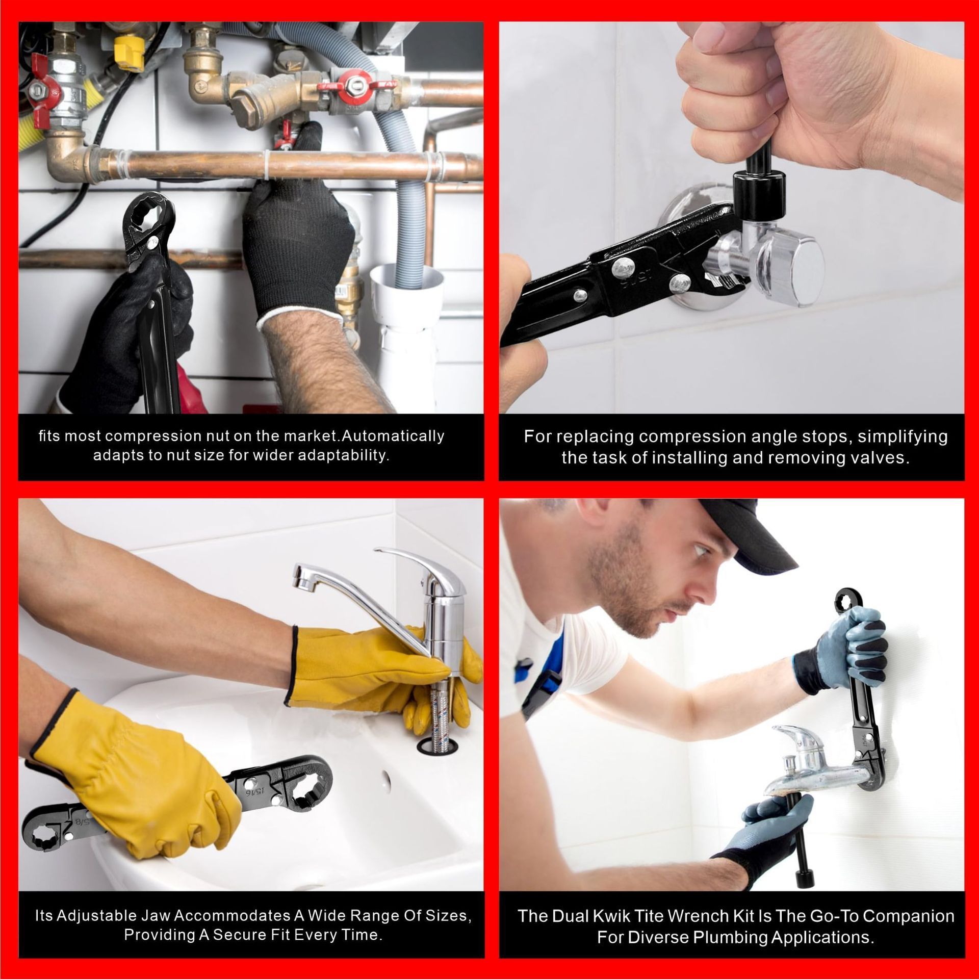 Plumbing Tools, Dual Wrench Kit,Angle Stop Wrench, Plumbing Wrench. Professional Plumbing Toolset For Easy Angle Stop — image 5