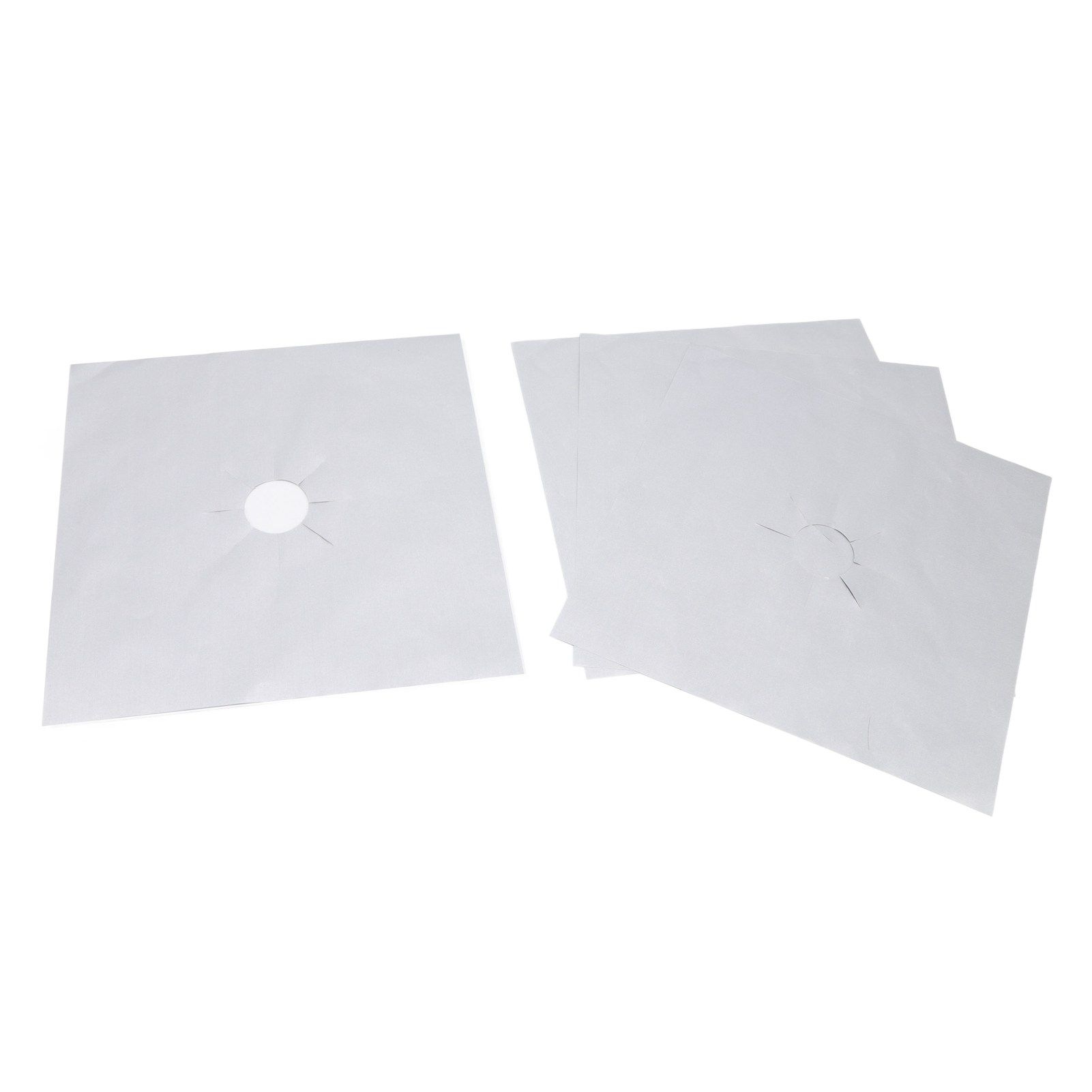 4Pcs Stove Burner Cover PTFE Coating Non Stick Gas Range Stove Top Protector Pad for Kitchen Cooking Silver 27x27cm 0.1mm — image 5