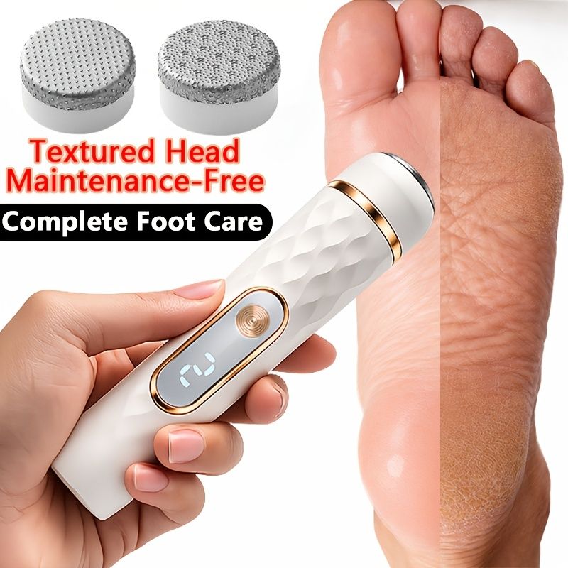 Electric Foot File, Automatic Callus Remover, Rechargeable Portable Pedicure Device with Replaceable Heads for Cracked Heels White — image 2
