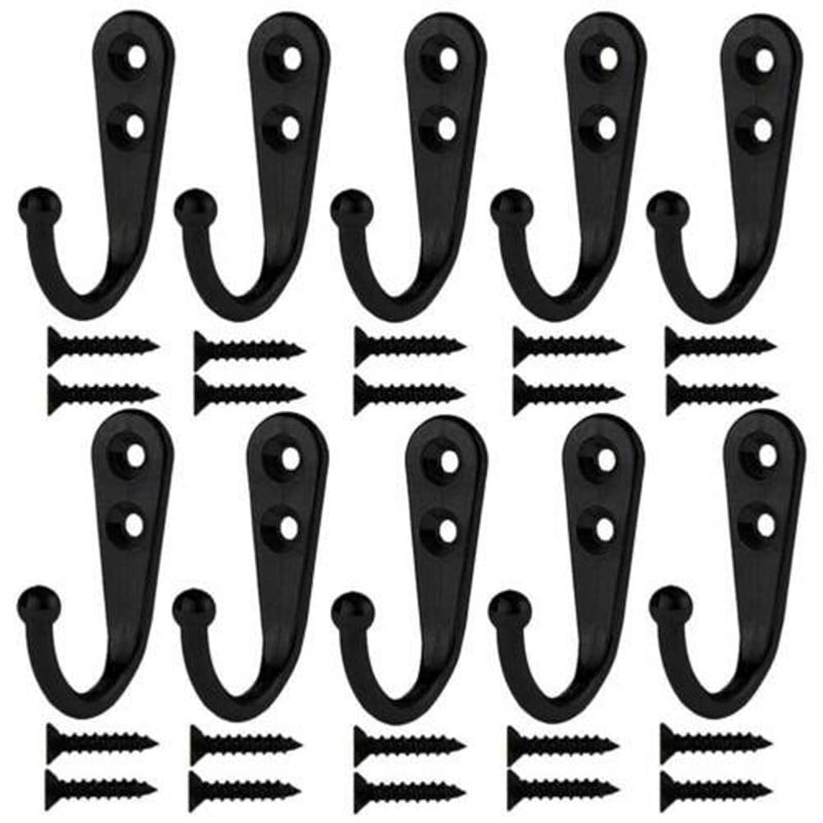 10pcs Vintage Wall Hooks With Screws Hangers Door Wall Metal Screws Zinc Alloy Hanger Hook For Home Decorative Hanging Storage Black Smile Home — image 4