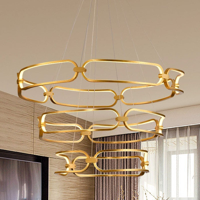 BAMDECOR A209 Colette Ceiling Chandelier Led Modern Circular Art Aluminum Light Fixture for Living Room Bedroom Indoor Decor(3 Rings) โ image 3