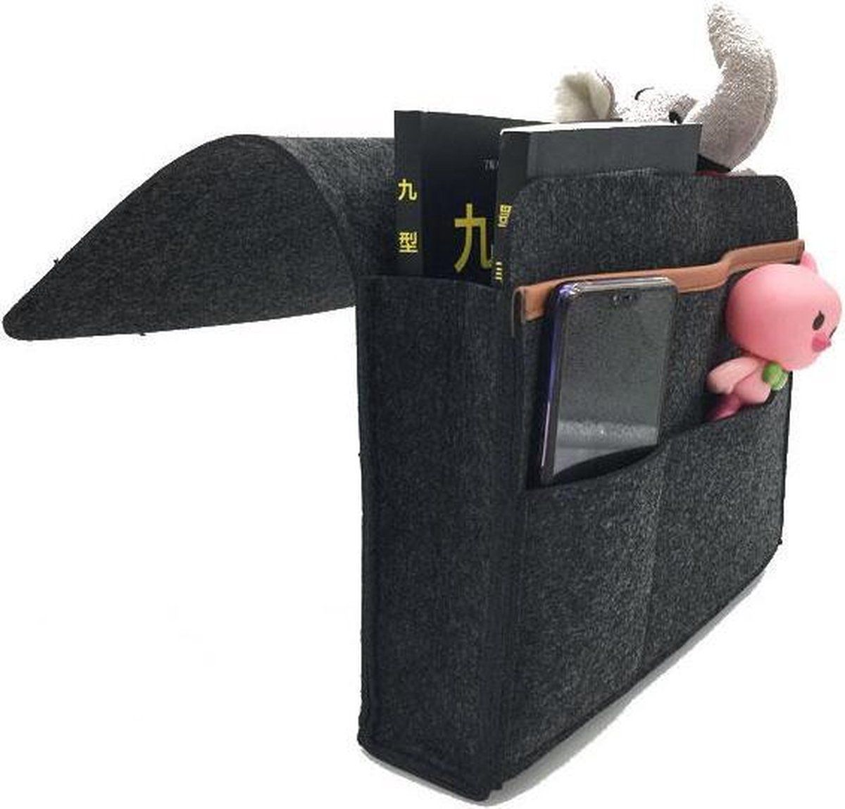 Dark Grey Felt Bedside Caddy, Multi-Pocket Storage Organizer for Beds and Sofas โ image 4