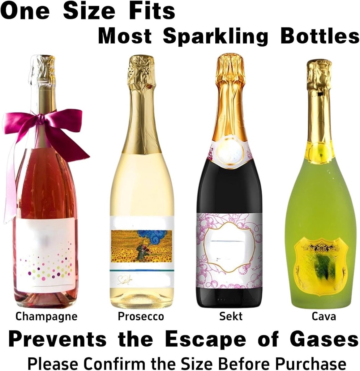 pieces - Stainless steel champagne stoppers - Reusable - champagne corks and stoppers - Food-grade anti-bubble wine stoppers - Leak-proof - For champagne, cava โ image 6