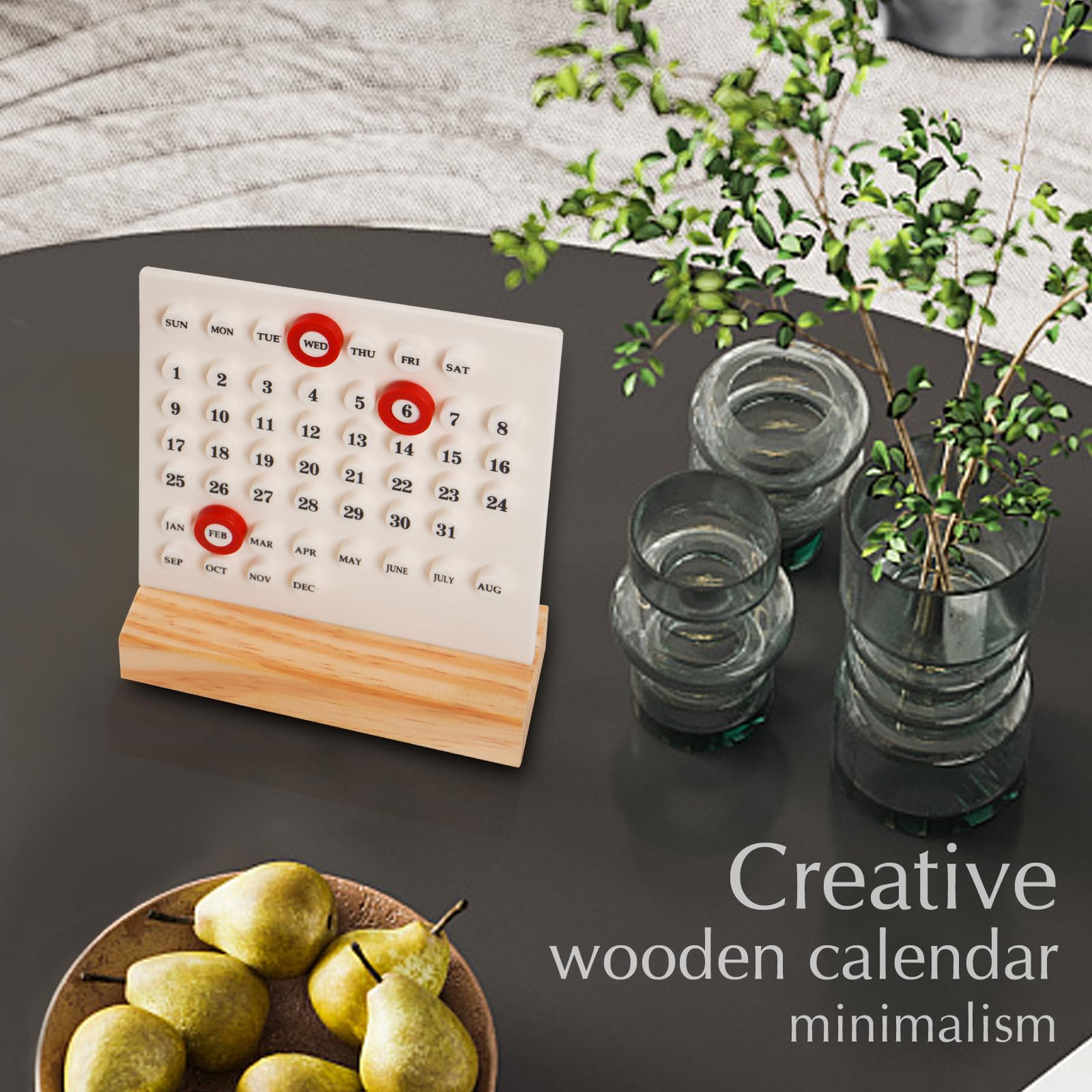 1 Piece Wooden Perpetual Desk Calendar with Retro Date Display for Home Offices, Study Desks and Everyday Decorative Organisation, Black — image 2