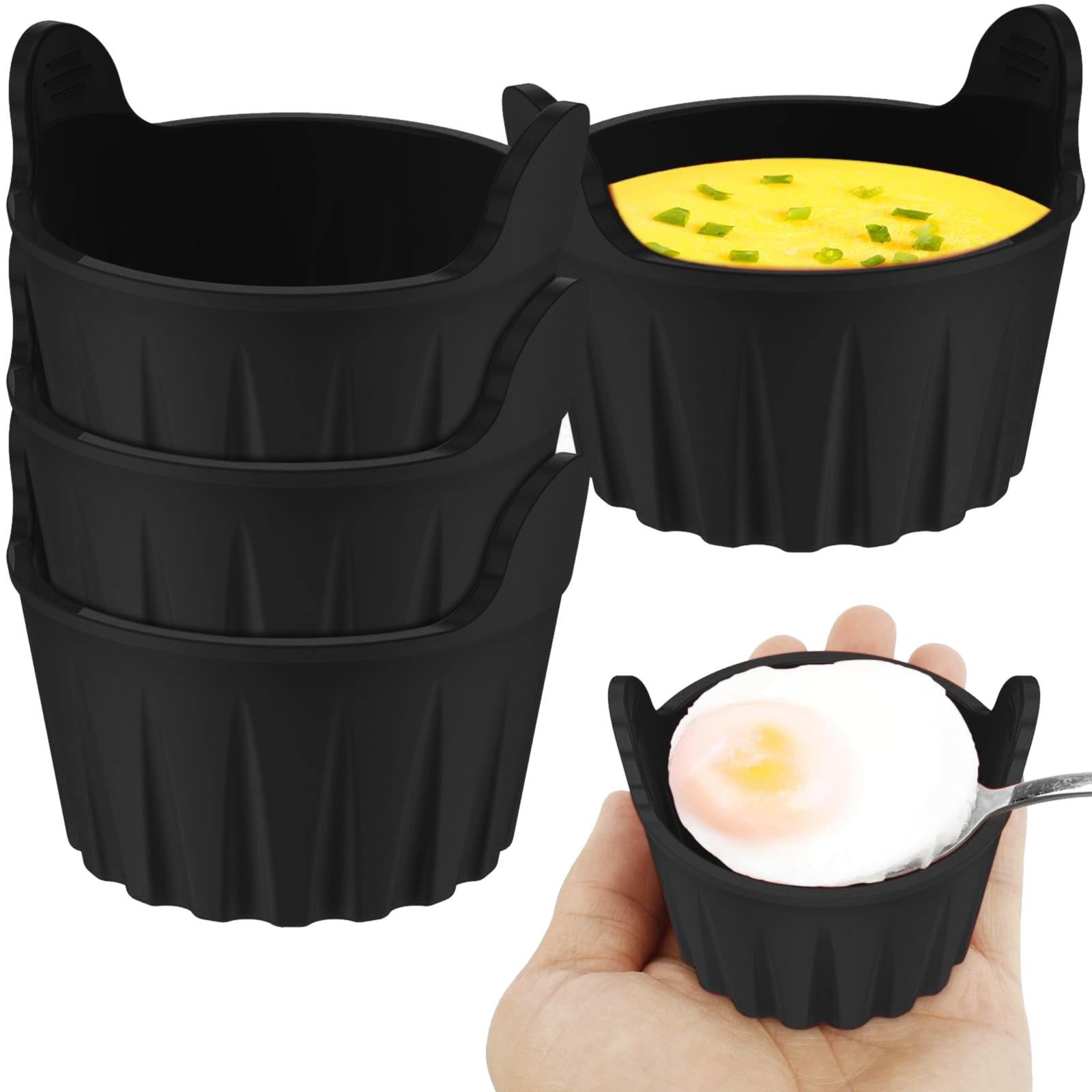 1 Piece Silicone Air Fryer Baking Cup, Heat Resistant Ramekin for Eggs, Muffins, Puddings and Cupcakes, 6 × 7.5 cm, Black