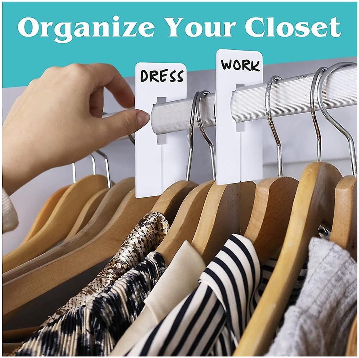 Wardrobe dividers - for hanging clothes - rectangular clothes dividers on racks - white wardrobe 40 pieces — image 3