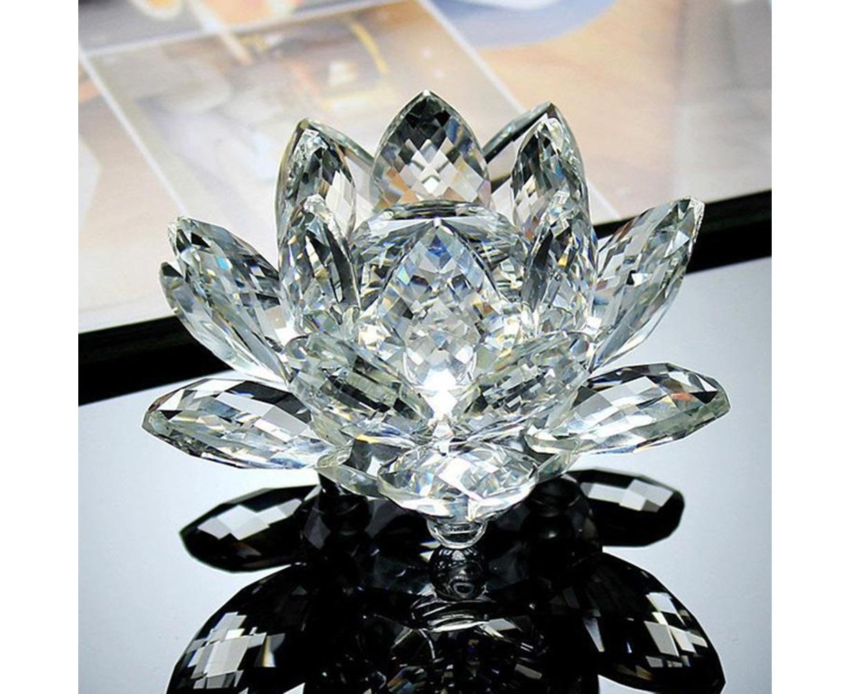 Artificial Quartz Crystal Lotus Flower Figurine Wedding Party Decor Souvenir-Colorful โ image 5