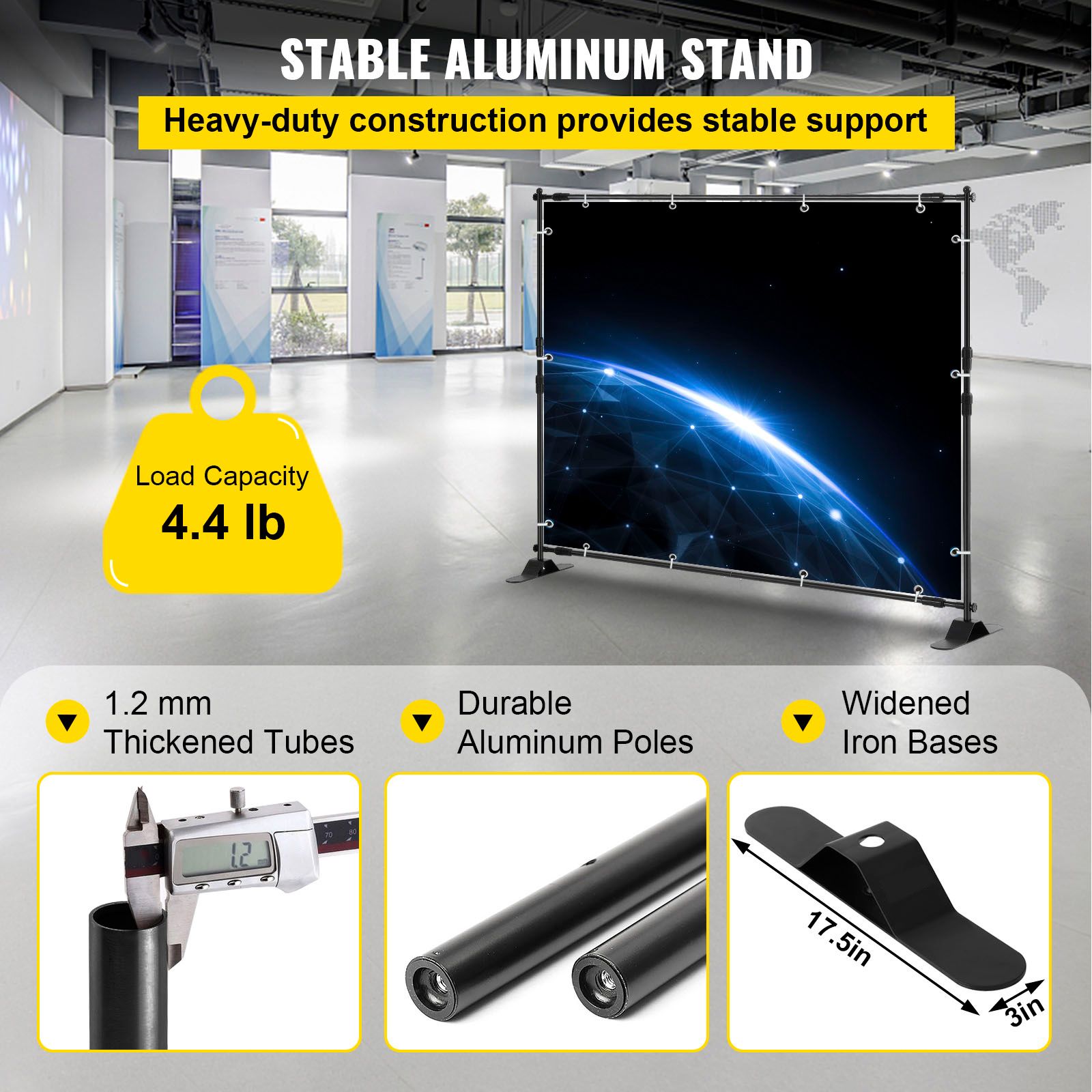 Telescopic Backdrop Banner Stand 8' x 8' Banner Stand Adjustable Step and Repeat Backdrop Banner Stand Retractable Banner Stand with Carrying Bag (8 ft) — image 3