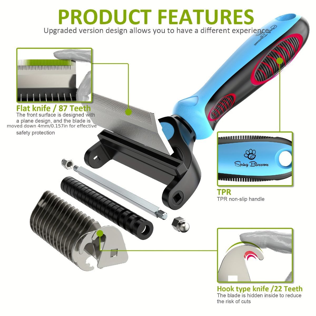 Pet Hair Remover Brush Double-Sided Pet Brush Pet Grooming Tool Dog Brush Cat - White - Size Small size -fine teeth 67 — image 2