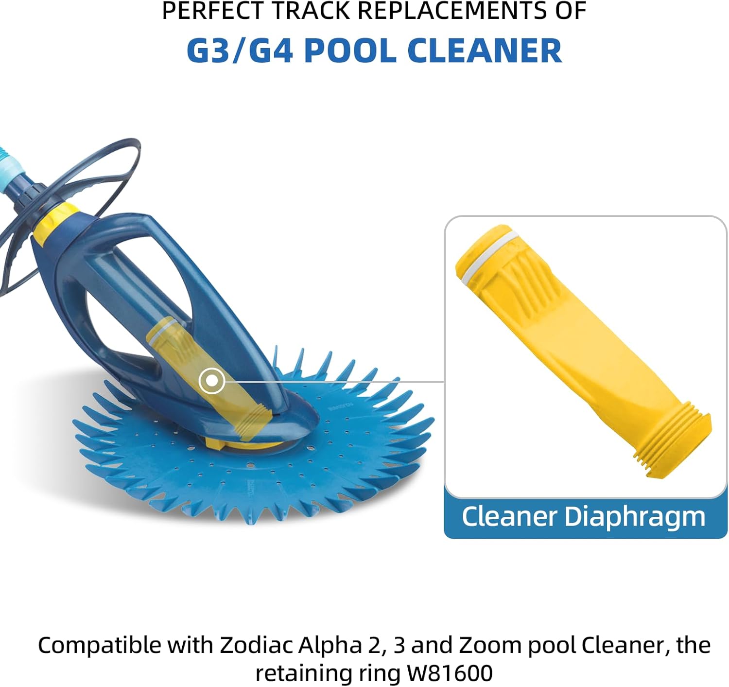 (4-Pack Pool Cleaner Diaphragm Exact Replacement W69698 W81701 W81700 with Retainging Ring W81600 | Compatible with Zodiac G3 G4 Alpha 2 3 - Made from Heavy — image 4