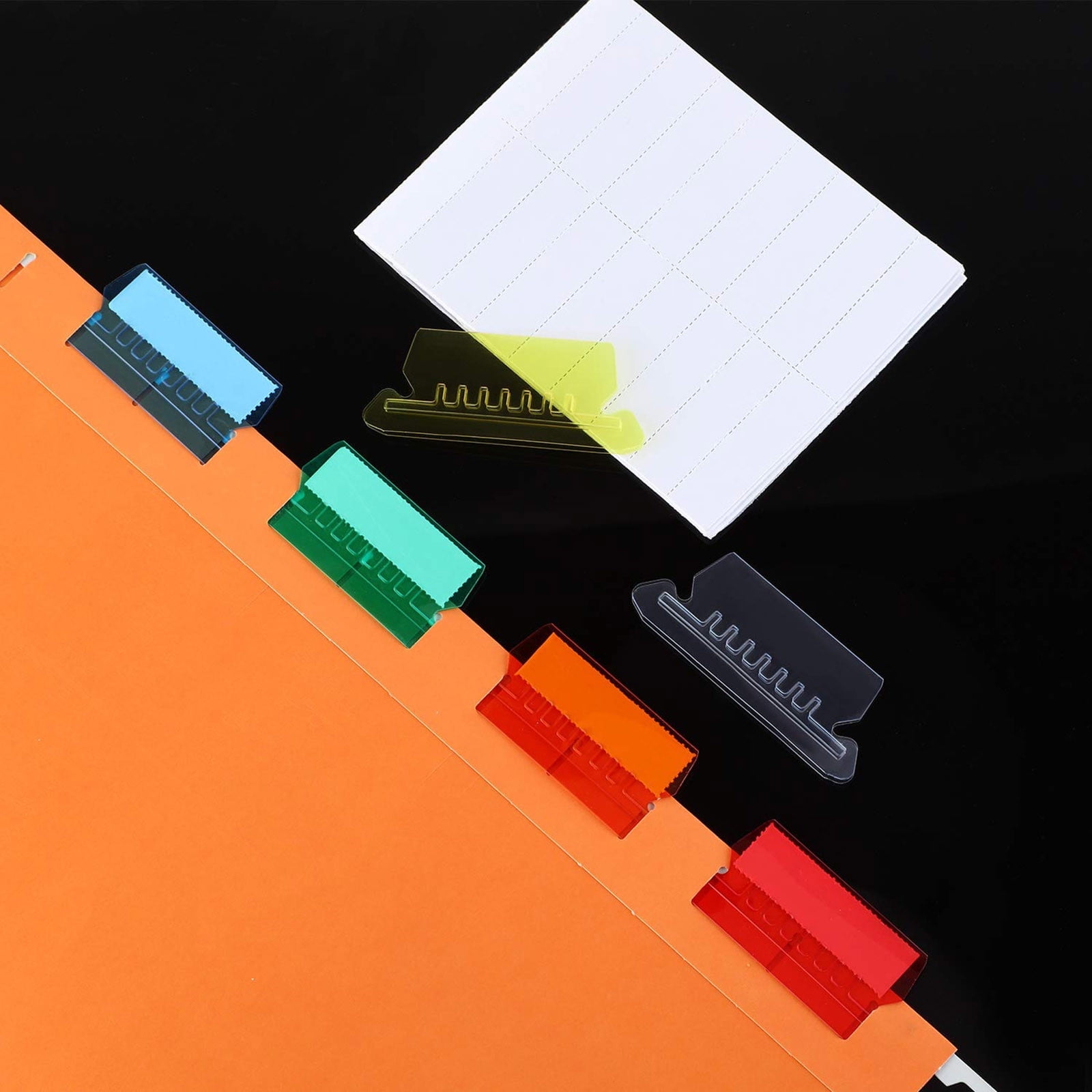 25 Pack Hanging File Folder Tabs, Clear Plastic Label Tabs and Inserts for Filing Cabinets and Office Organization, Yellow, 3 in — image 3