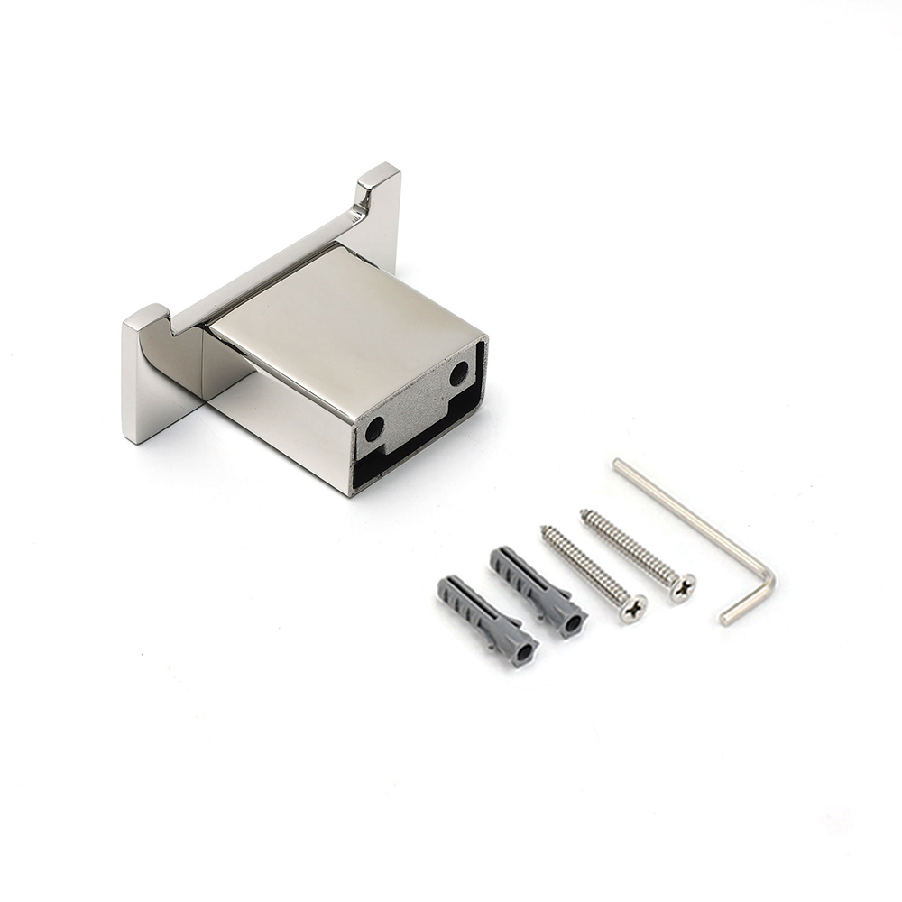 Chrome Square Robe Hook Clothes Towel Holder Bathroom Wall Mounted Hanger Kit — image 4