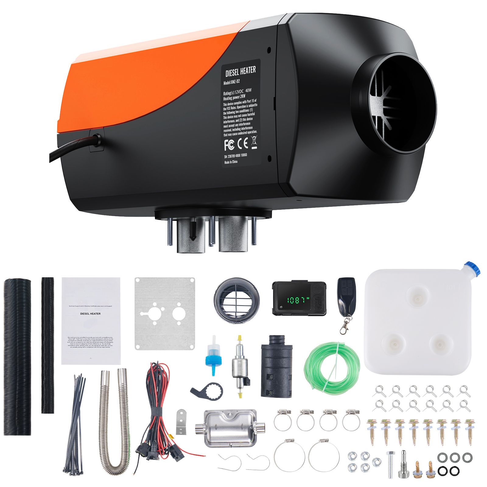 Bluetooth App Control Diesel Air Heater, 12V 2KW Diesel Heater with Automatic Altitude Adjustment, Remote Control and LCD, Diesel Parking Heater for RV Trailer