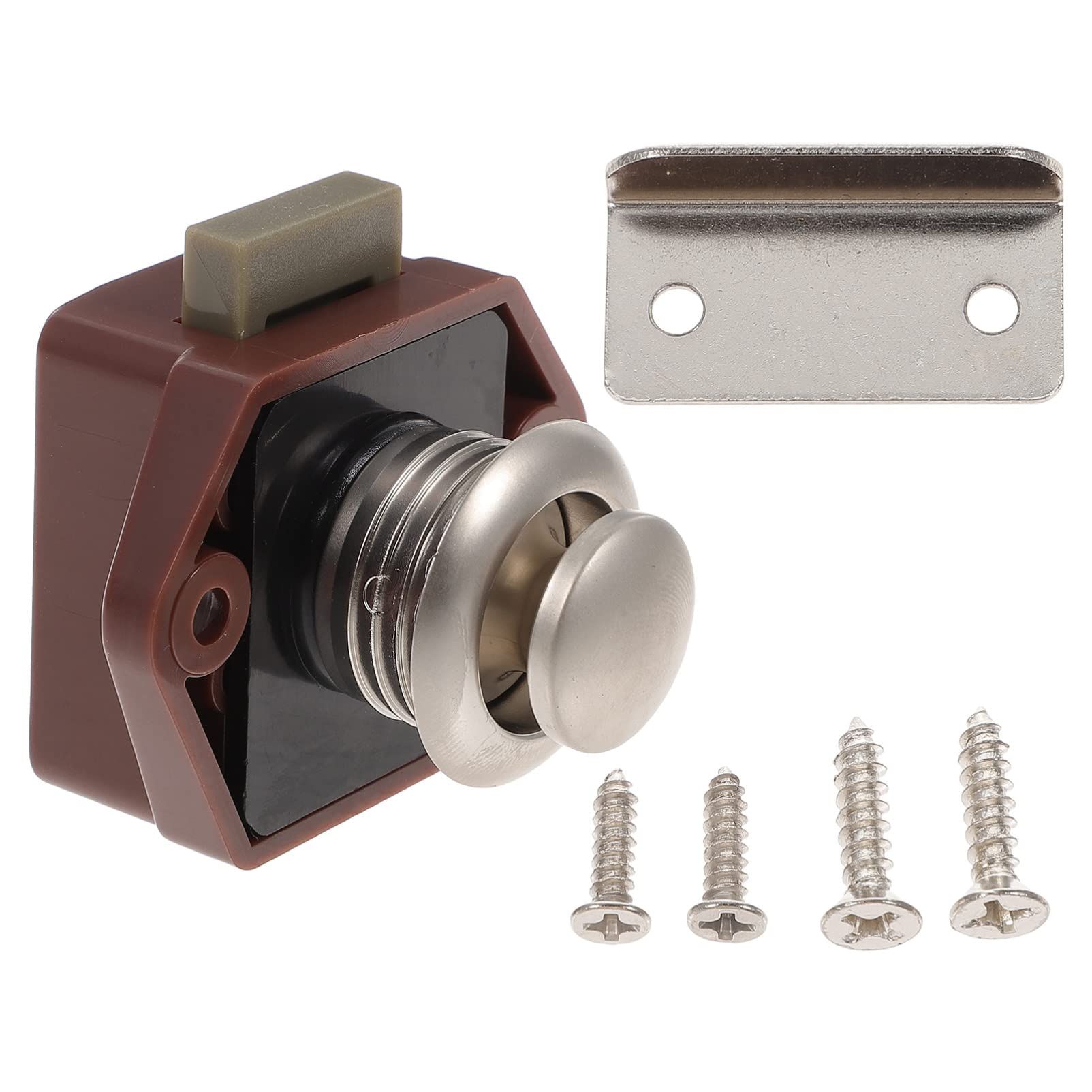 Push Button Latch Keyless Cabinet Lock for RV Motor Caravan Cupboard Door Button Latch Cam Lock Push Button (Brown) โ image 4